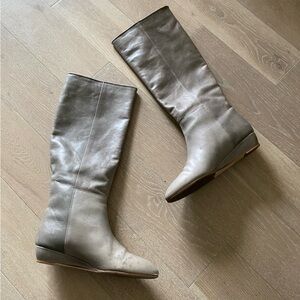 Loeffler Randall Matilda Flat Wedge heel Leather knee high Boot graphite sz 8 b